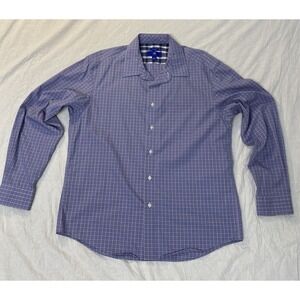 Egara Mens XL Purple Check Dress Shirt Non Iron Button Up Cotton